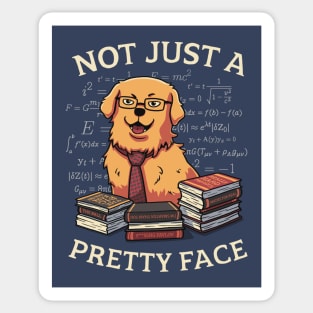 Not Just a Pretty Face // Golden Retriever, Smart Doggo, Scientist Sticker